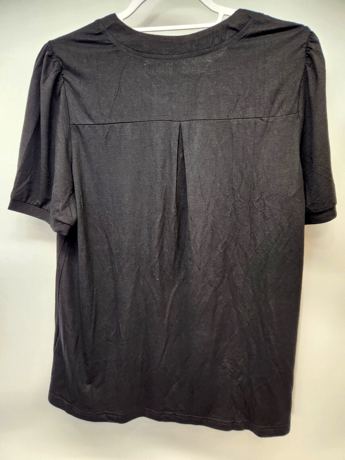 Womens V Neck Tops Puff Short Sleeve T-Shirt Pleated Floral Printed Tunic Blouse