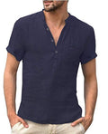 Men's Casual Cotton T-shirts Button Up Shirts Beach Hippie Men Linen Confort