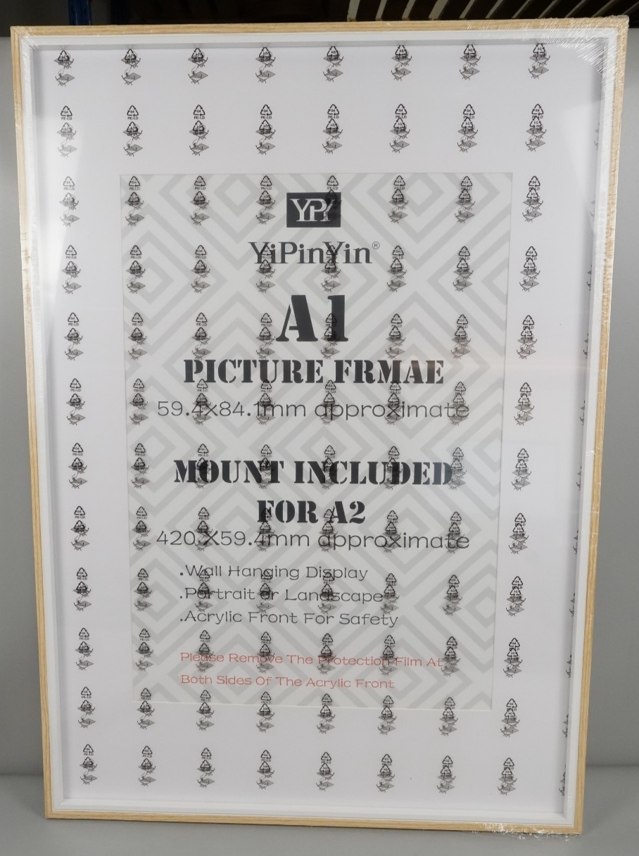 A1 Picture Frames 3 pack 2xOak & 1xWhite Frames with A2 Photo Acid Free Mount