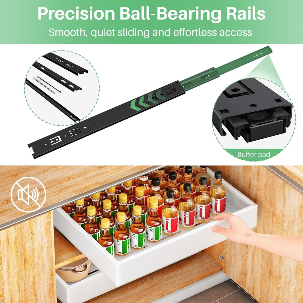 Pull Out Cabinet Organiser Slide Out Drawer Storage for Kitchen White