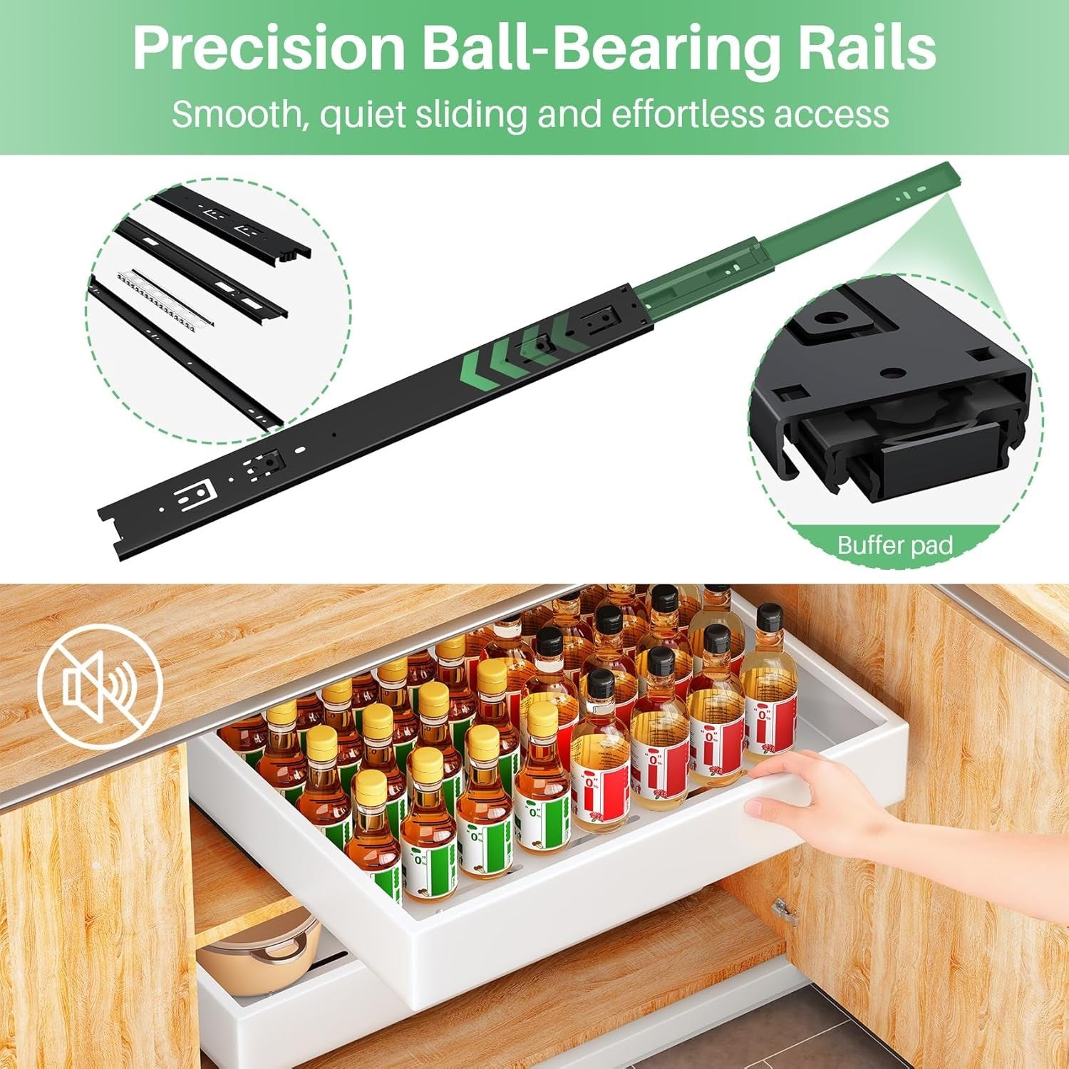 Pull Out Cabinet Organiser Slide Out Drawer Storage for Kitchen White