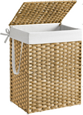 90L Rattan Laundry Hamper with Lid, 23.8 Gallon Synthetic Unit Foldable Removabl