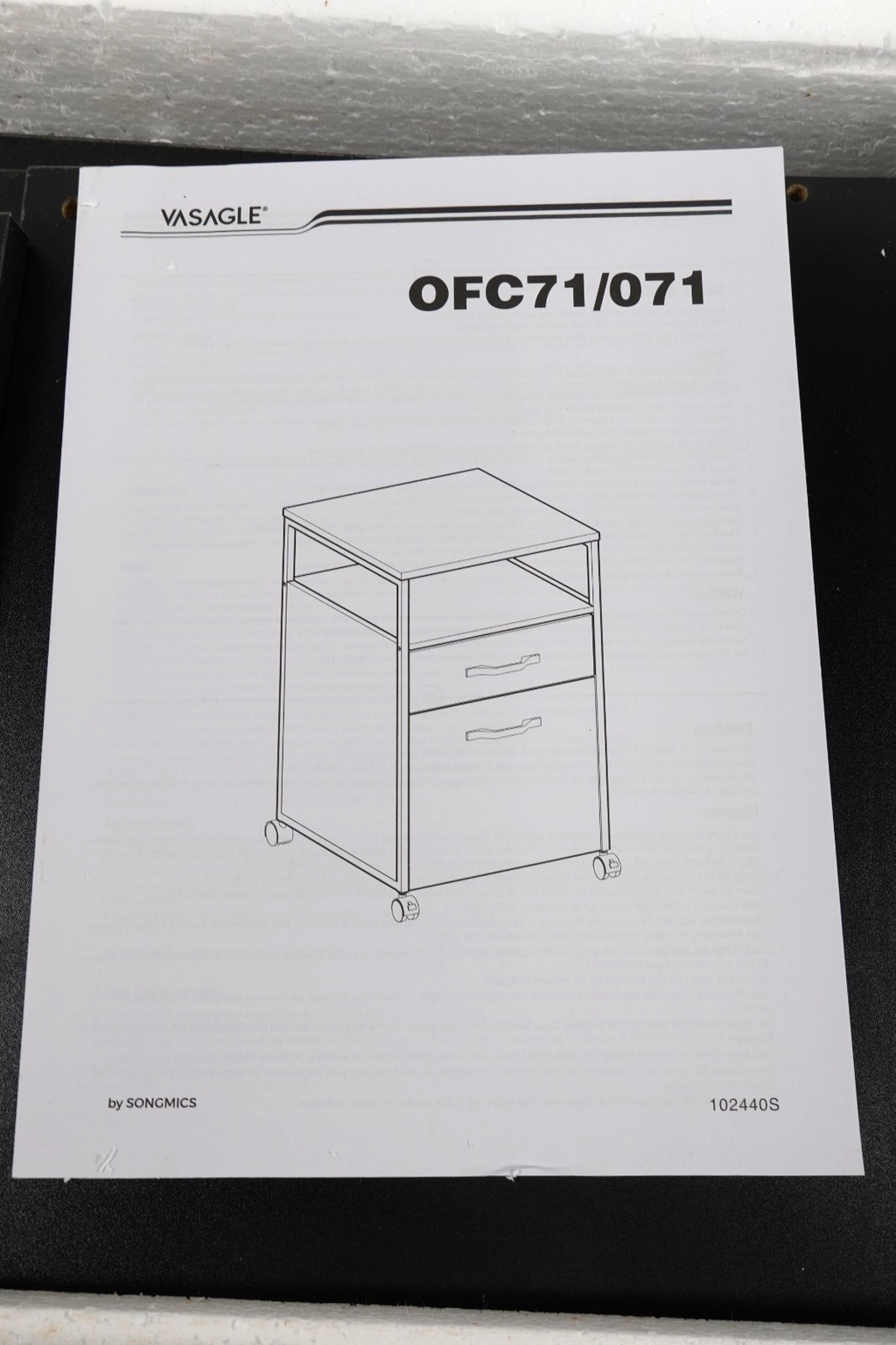 Office Filing Cabinet, 2-Drawer File Cabinet on Wheels, Steel Frame, Industrial,