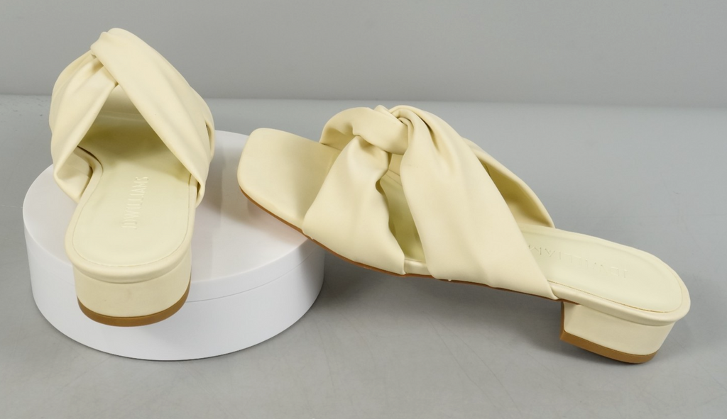 UK 4 Cream Wrap Over Mule Heels Wide Fit (E) JD Williams Slip-On Heels EU37