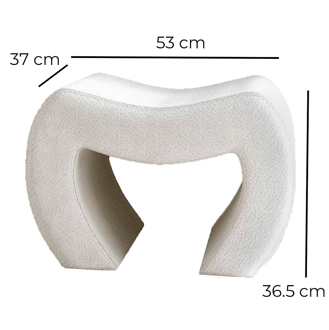 Cassie Ivory Bouclé Stool for Bedroom Living Room Accent Home Decoration Carme