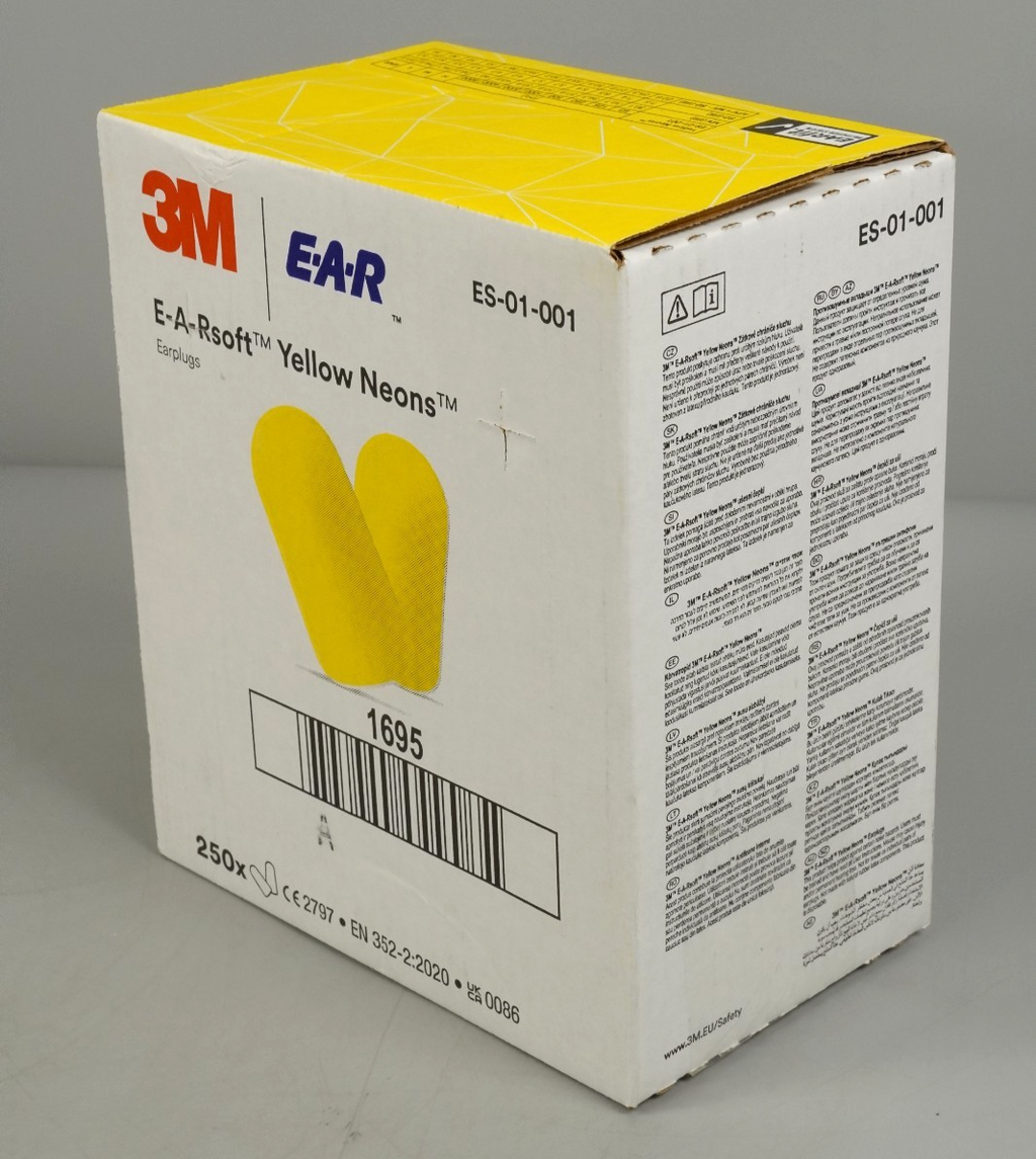 3M Earplugs Soft Yellow Neons, 36 dB, Uncorded, 250 Pairs/Box, ES-01-001