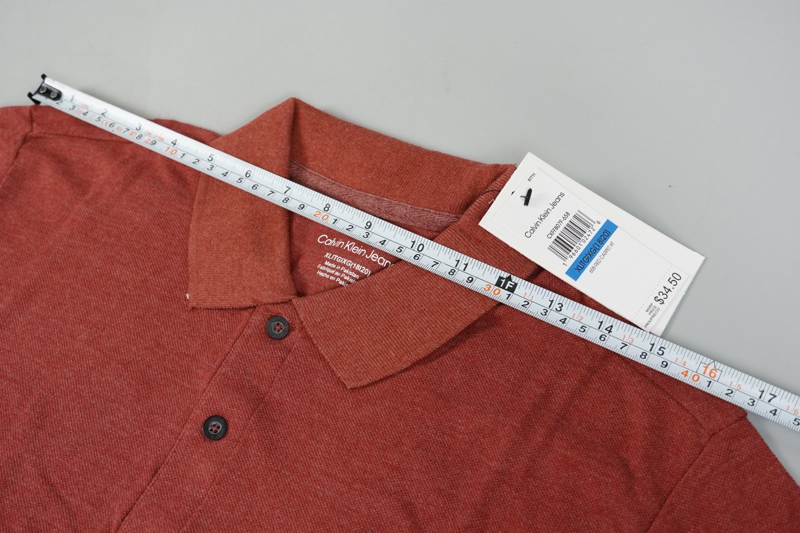 Calvin Klein Kids Polo T-Shirt Burgundy Red Size: Kids XL (18-20yo) Short Sleeve