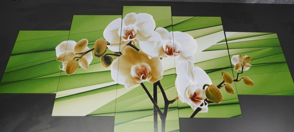 Runa Art Green Canvas Wall Art 5 Piece Set 150 x 75cm Abstract Picture