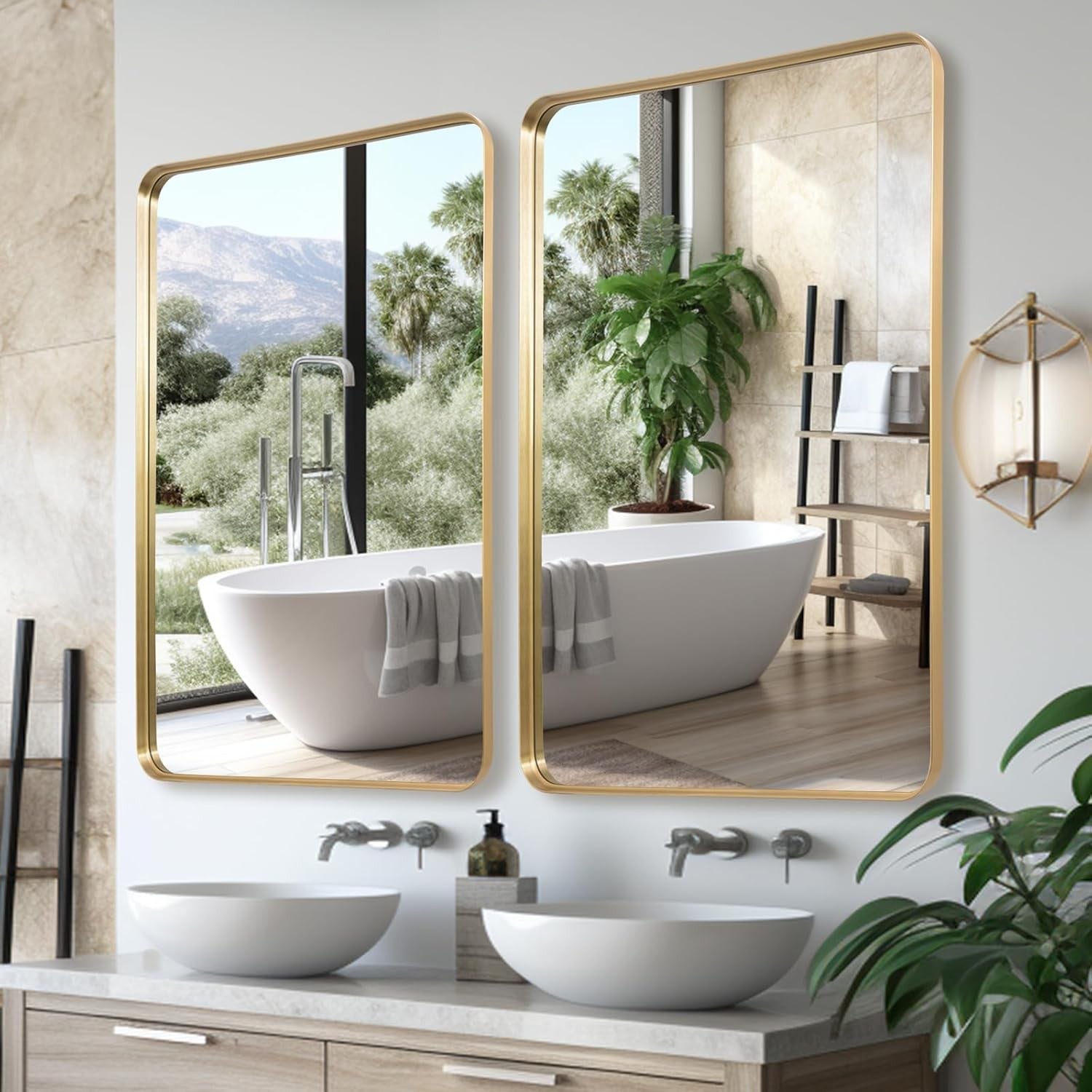 Wall Mirror 75x100 CM Bathroom Vanity Mirror Gold Frame Large