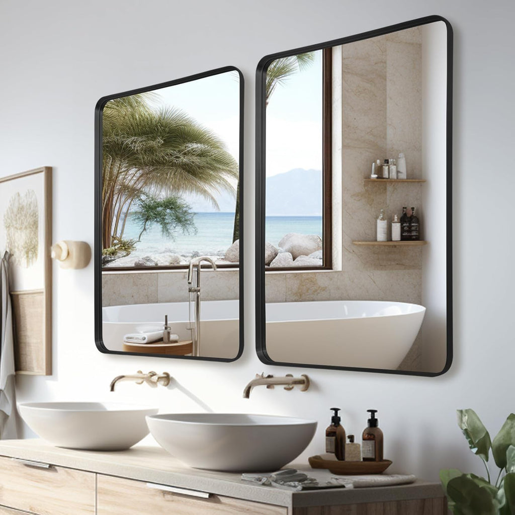 Wall Mirror Black Vanity Mirror 75x100 CM Wall-Mounted Mirror