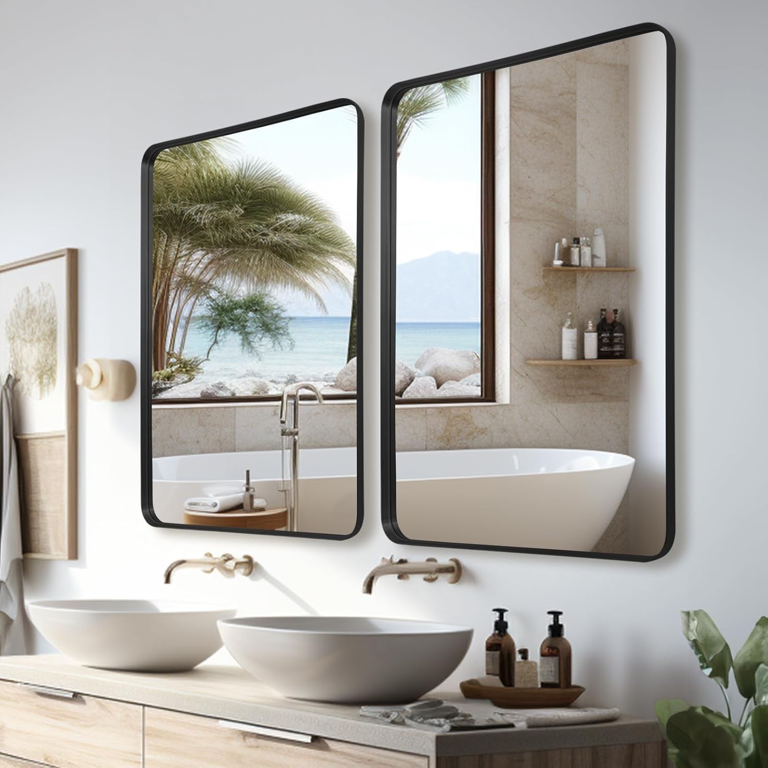 Wall Mirror Black Vanity Mirror 75x100 CM Wall-Mounted Mirror