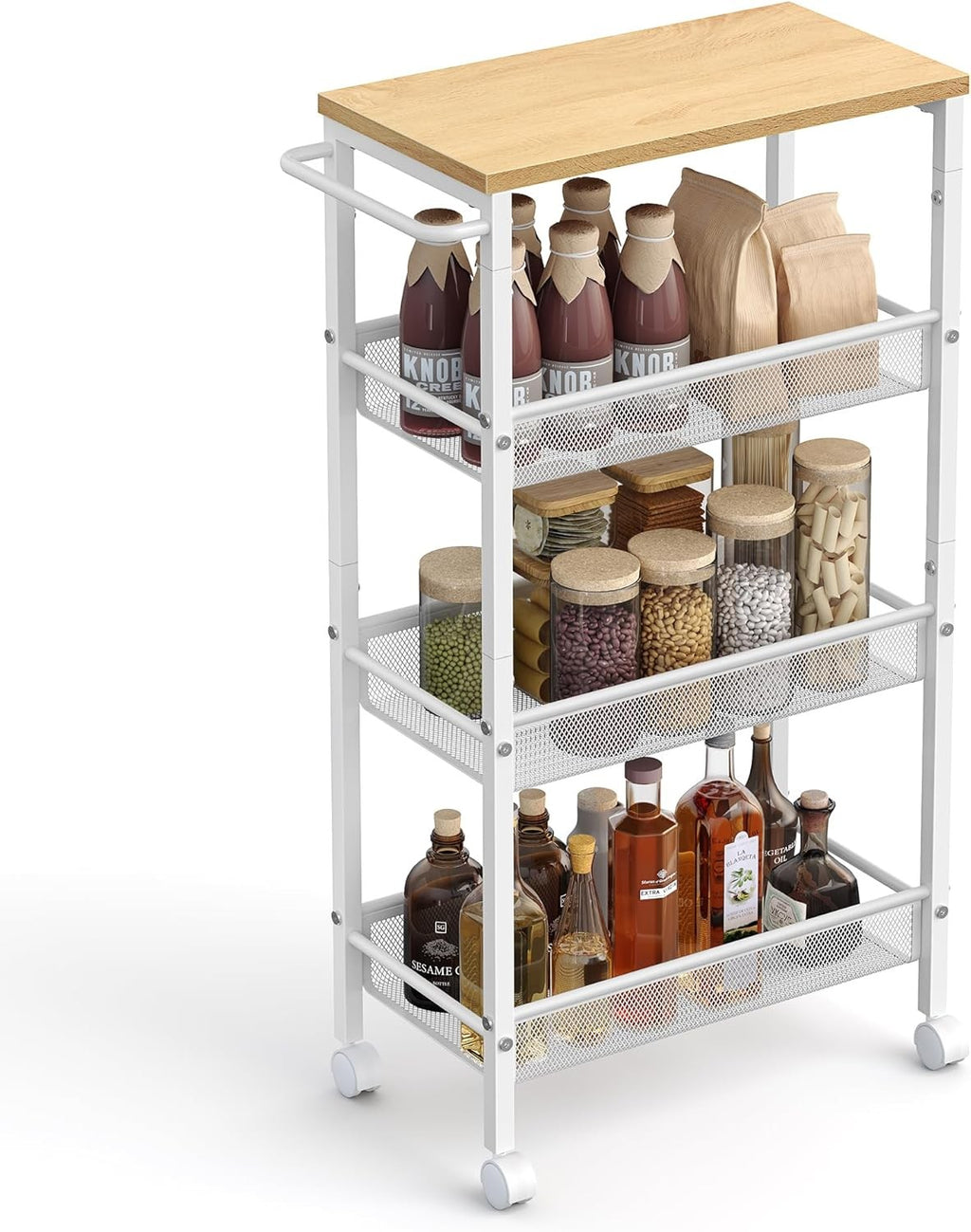 4-Tier Trolley Space-Saving Kitchen Cart with Castors 22x45.5x77cm