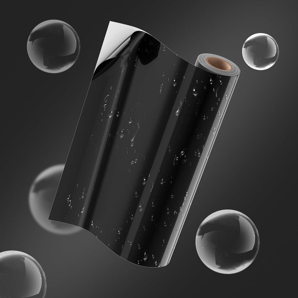 Glossy Black Vinyl Self-adhesive 12" x 10ft x 2pcs for Cricut / Cutterplotters