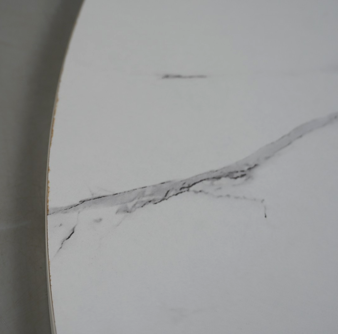 Coffee Table Marble Style Living Room Table Tempered Glass Modern Black Frame