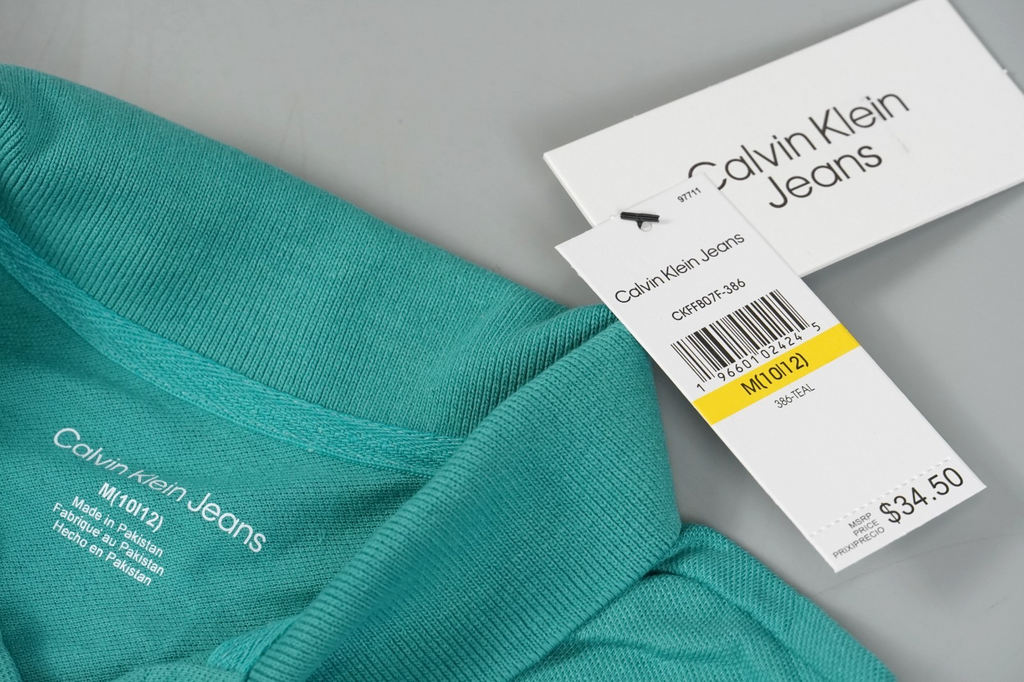 Calvin Klein Kids Polo T-Shirt Turquoise Size: Kids M (10-12yo) Short Sleeve