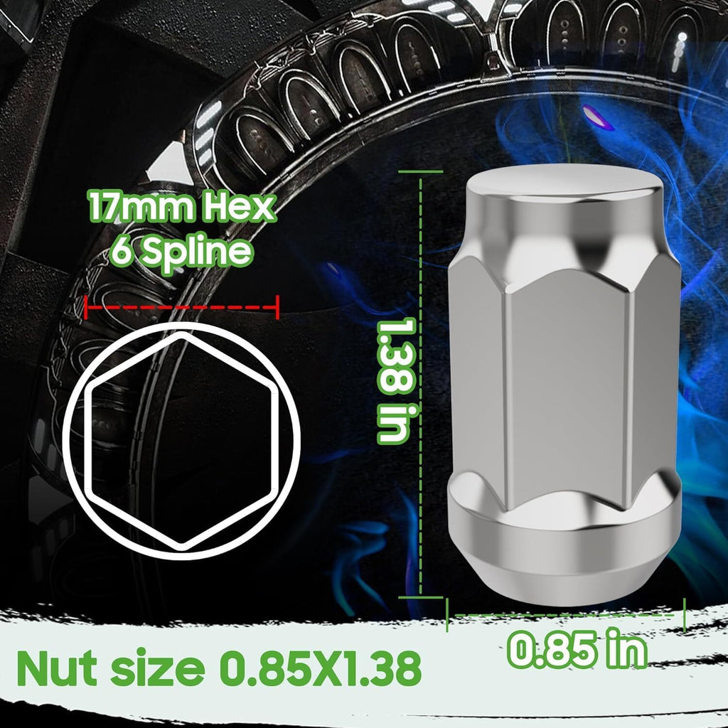 Golf Cart Wheel Lug Nuts Chrome 1/2"-20 for EZGO Club Car Cushman Jacobsen 10L0L