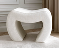 Cassie Ivory Bouclé Stool for Bedroom Living Room Accent Home Decoration Carme