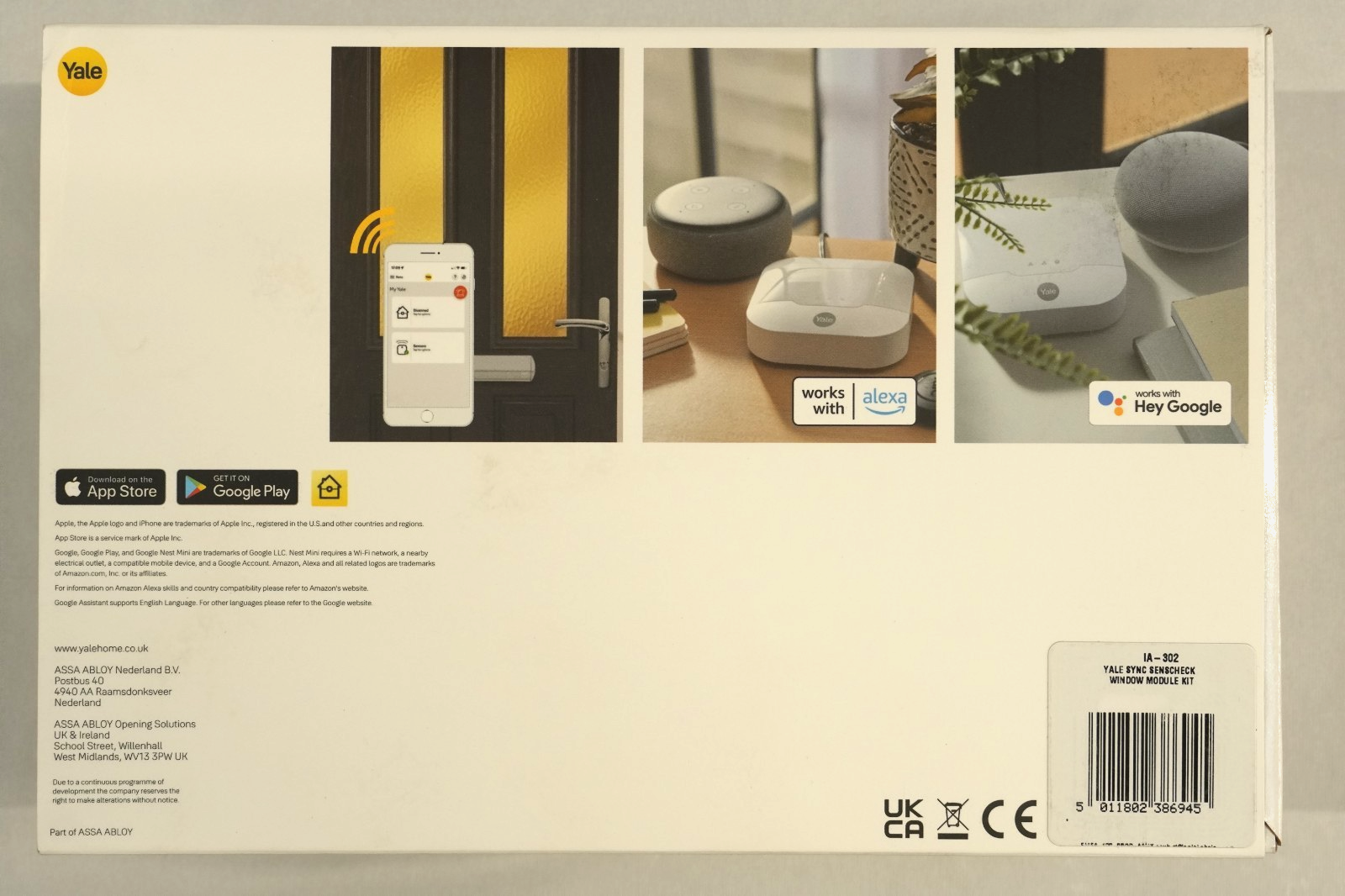 Yale SensCheck Window Sensor Kit Smart Home, Alexa & Google Compatible IA-302