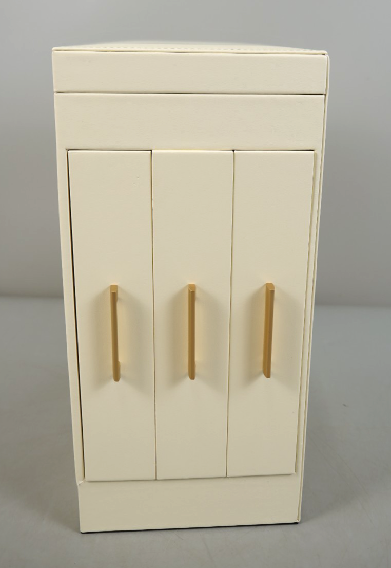 Jewellery Box with Glass Window 5-Layer Jewellery Organiser Gold Cream