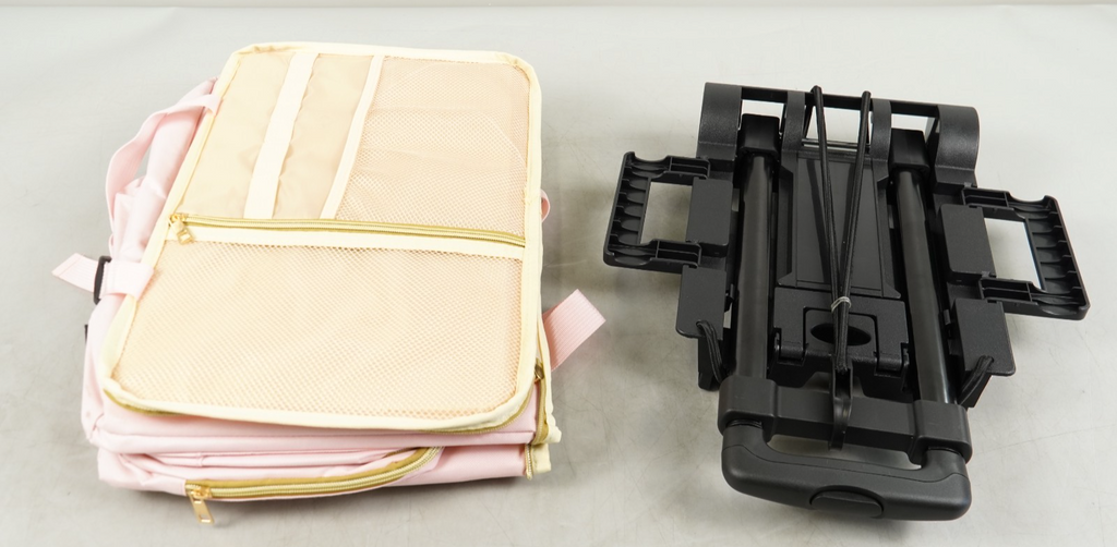 Teacher Bag On Wheels Fits 17" Laptop Detachable Trolley Anti Theft Lock Pink