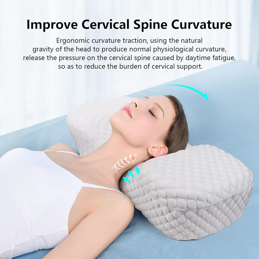 Memory Foam Cervical Pillow for Neck Pain Relief, Adjustable Ergonomic Contour