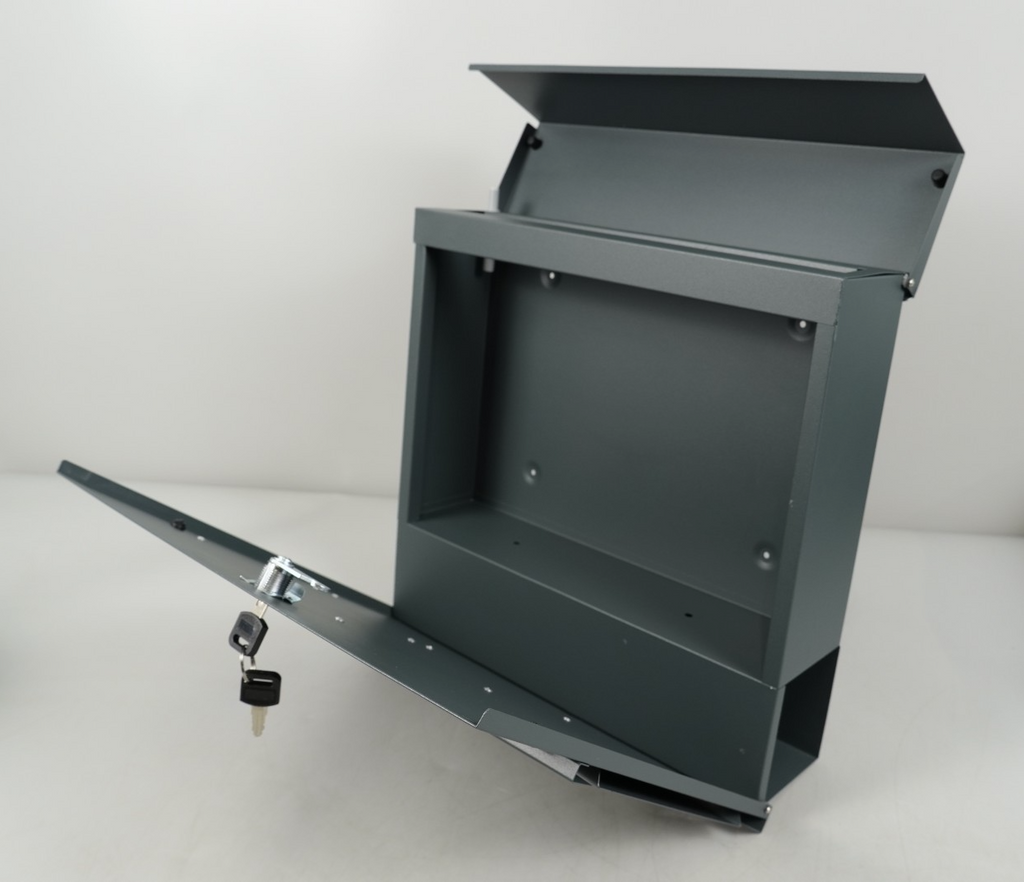 Letter Box Mailbox Wall Mounted with Newspaper Holder, 2 Keys, Modern GMB051G02