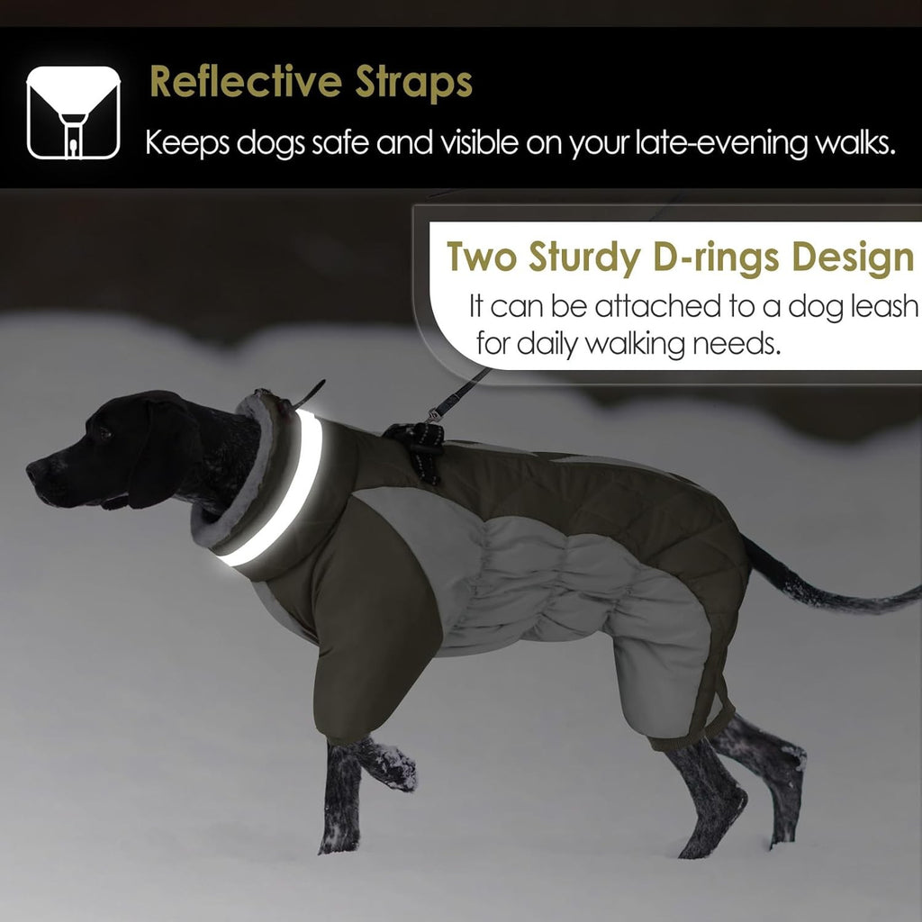 Dog Coat with Harness Warm Dog Windproof Winter Puffer Coat Fleece Small Dogs