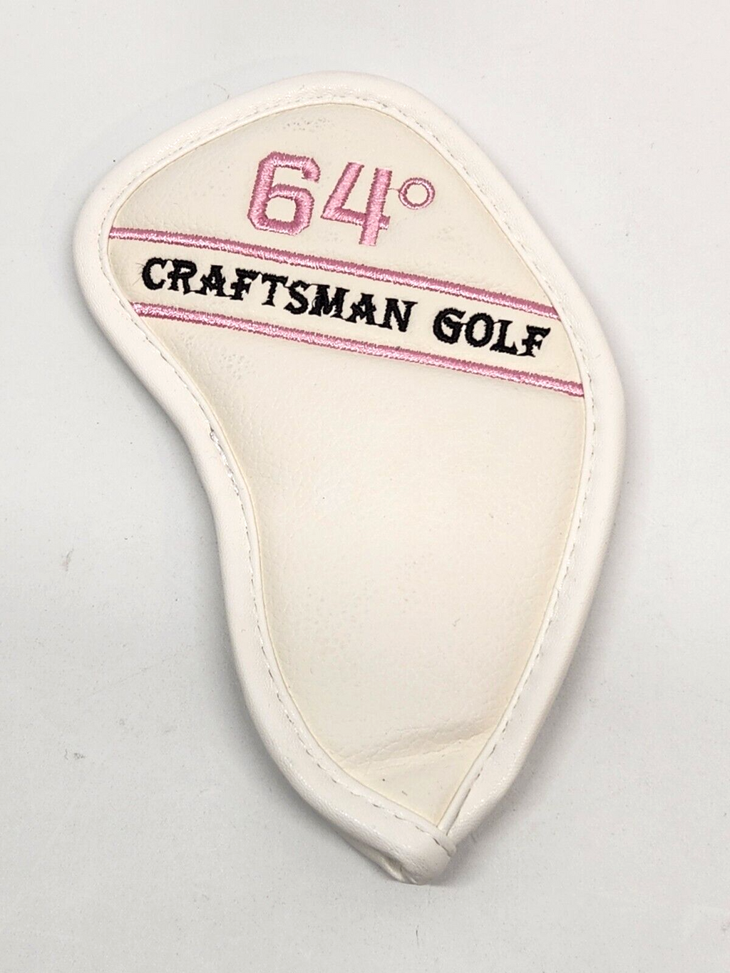 Iron Wedge Golf Club Cover 64ᵒ WHITE / PINK PU Leather Head Cover Craftsman Golf