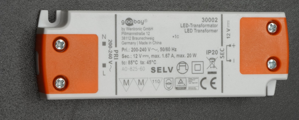 Goobay 30002 LED Transformer 12V DC 20W LED Driver Power Supply