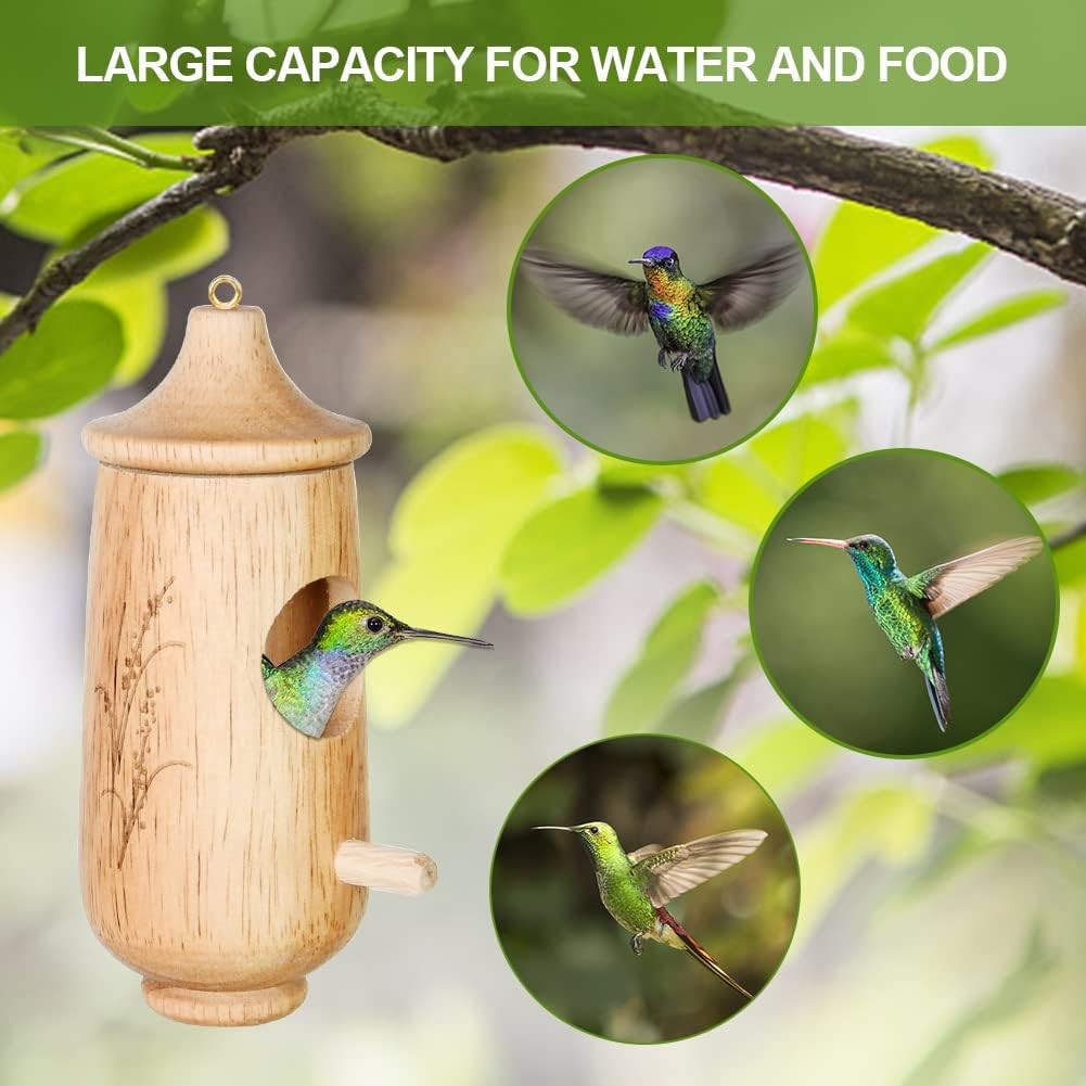 Hanging Hummingbird House Feeders f Outdoors Wooden Garden Ornament Bird Nesting