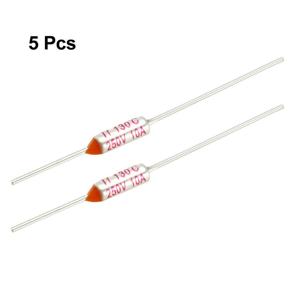 RY TF Thermal Fuse 130C Degree Cutoff AC 250V 10A Orange Silver Tone 5Pcs