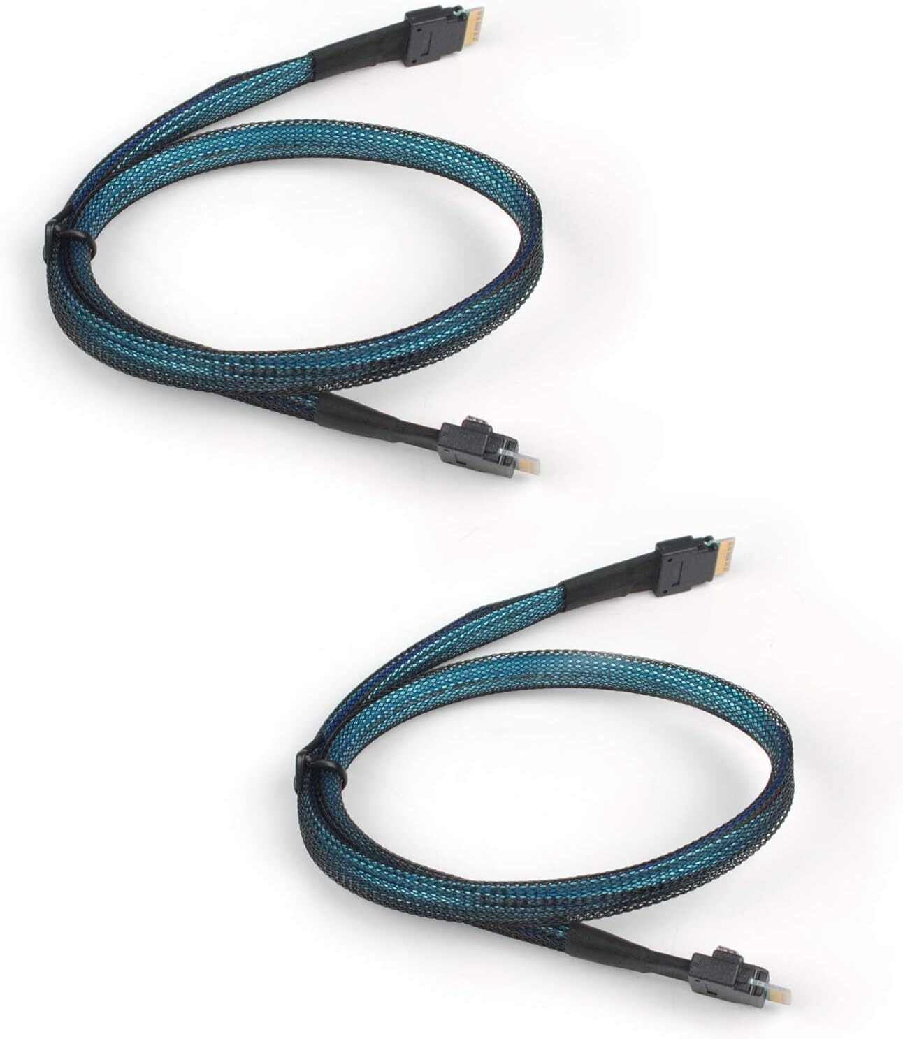 2pcs SAS 4.0 SFF-8654 4i 38pin Host to SFF-8654 38pin Target Raid Cable 50cm