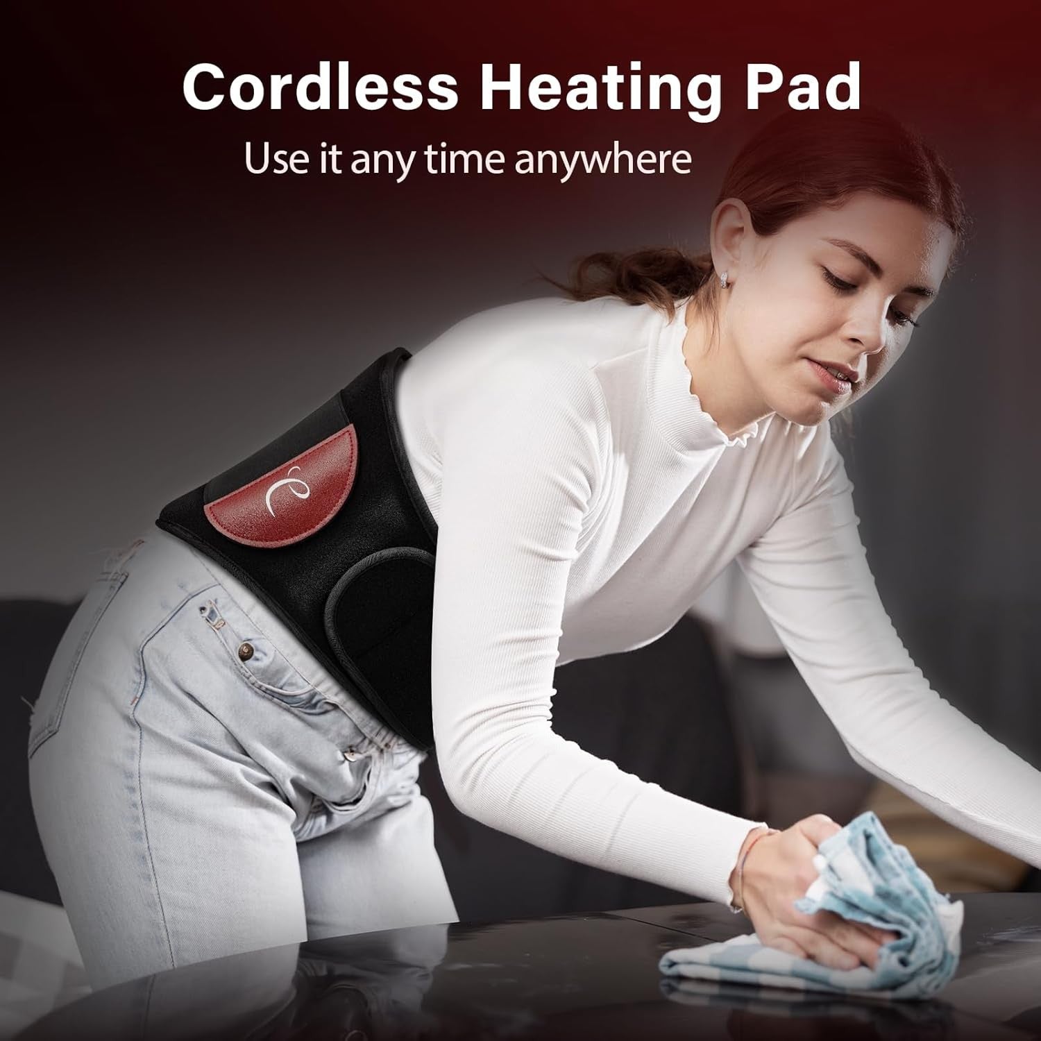 Heated Back Massager Cordless Infrared Heat Pad for Back with 3 Modes XXL