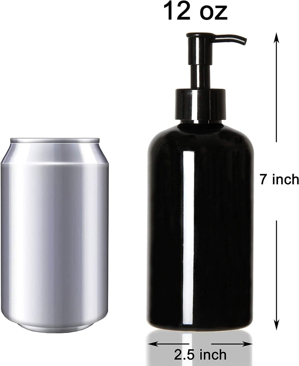 Refillable Travel Bottles 12oz with Pump & Travel Lock 6pcs 350ml Black