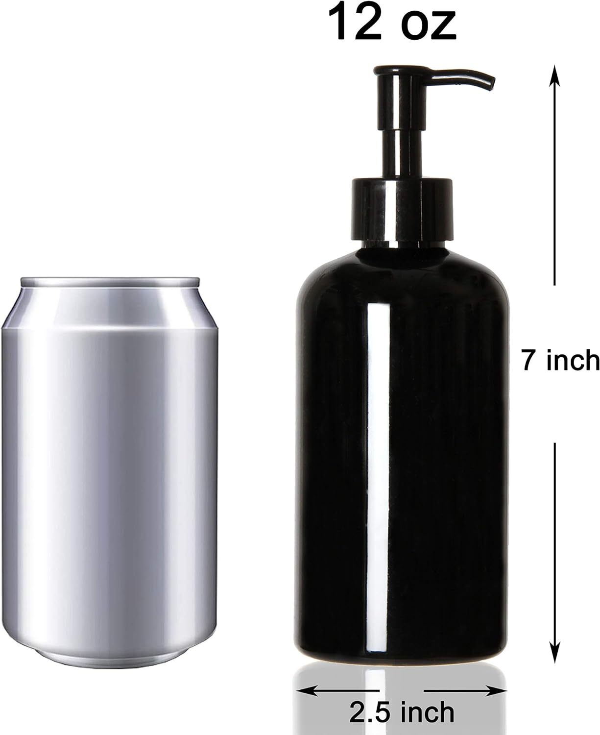 Refillable Travel Bottles 12oz with Pump & Travel Lock 6pcs 350ml Black