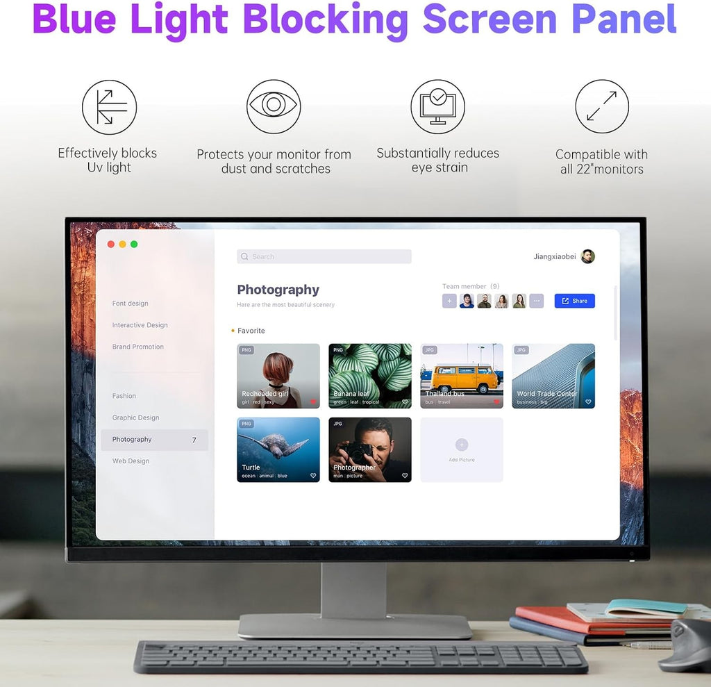 2x 22in PC Screen Protector Anti Glare UV Blue Light Computer Monitor 16:10 Remo