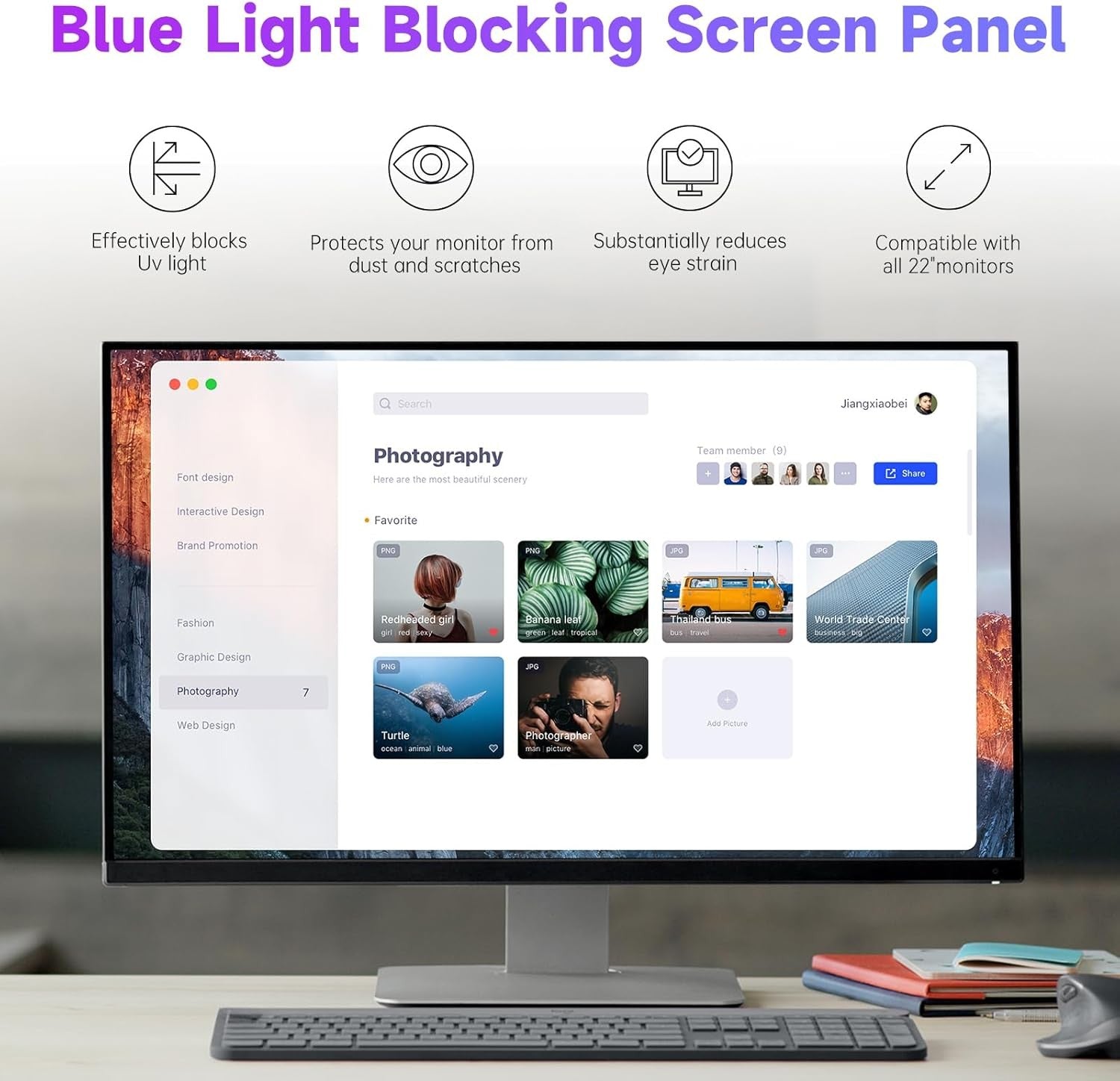 2x 22in PC Screen Protector Anti Glare UV Blue Light Computer Monitor 16:10 Remo