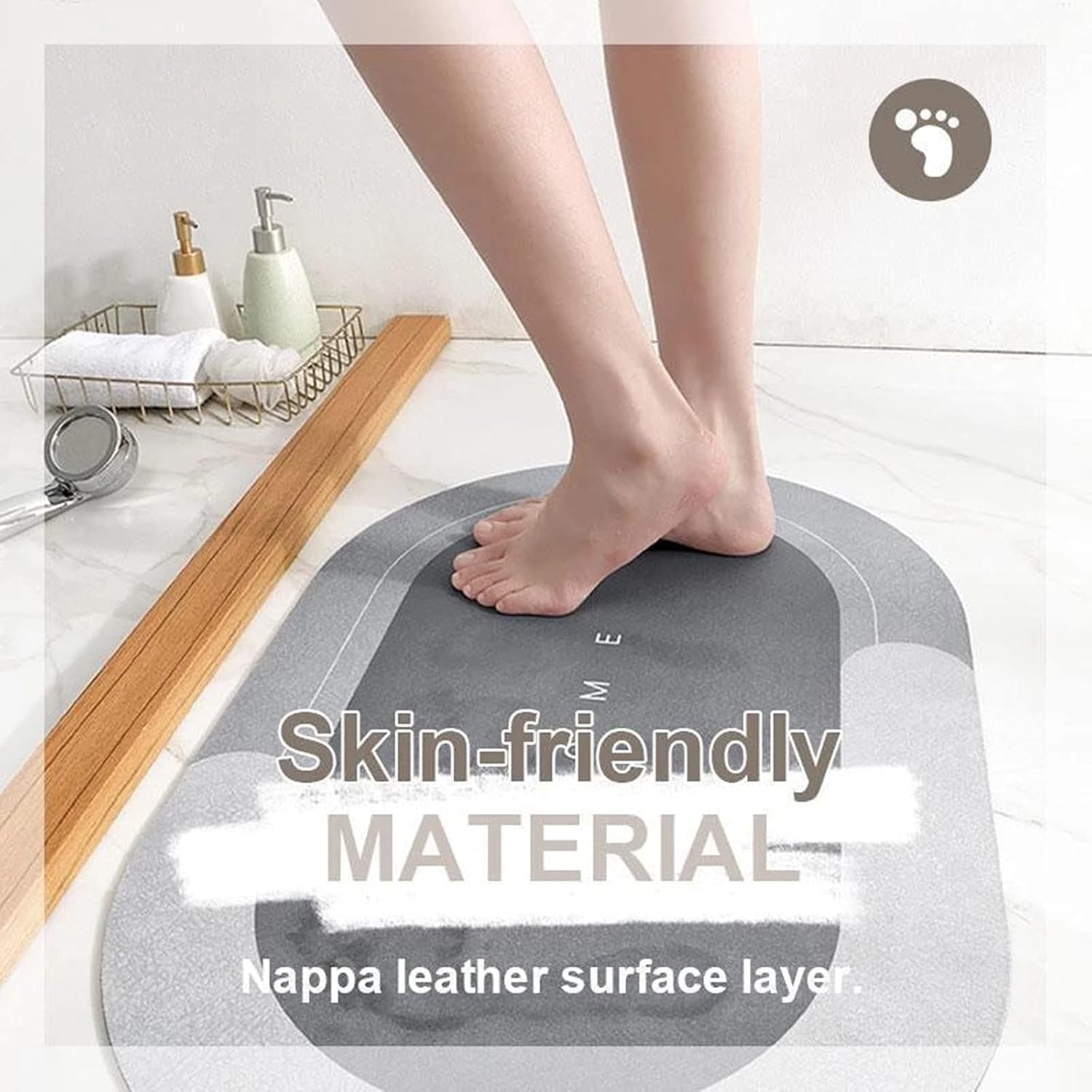 Modern Bath Mat Non-Slip Absorbent Anti-Mould Quick-Drying Door Mat 50x80cm