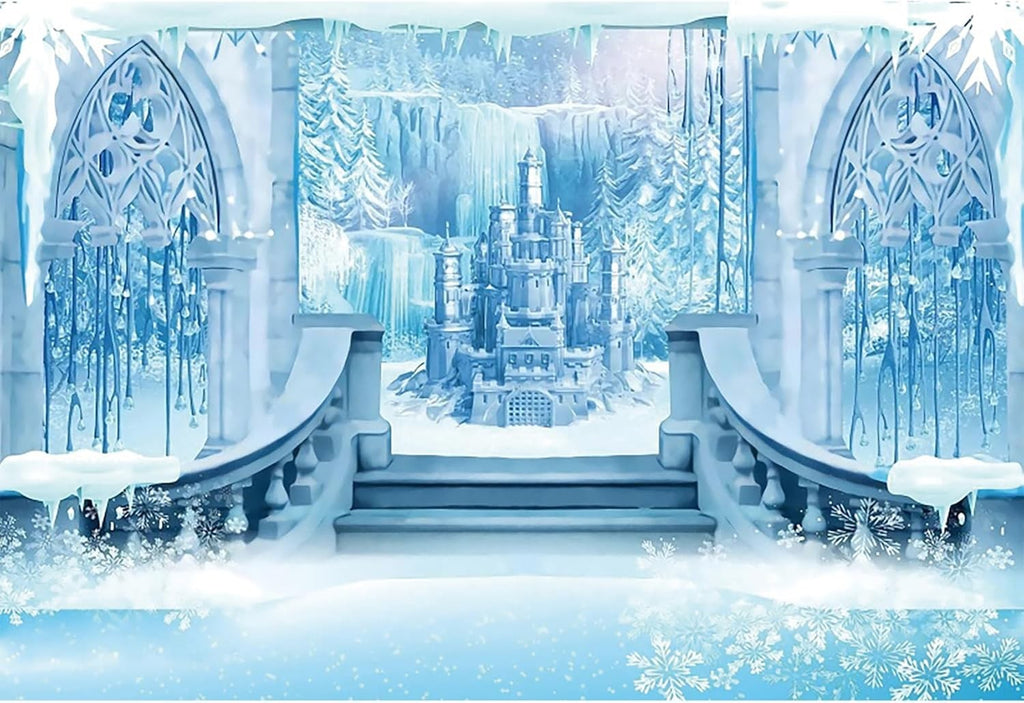 Frozen Photography Backdrop Winter Wonderland Background Photo Booth Prop 4.5-3m