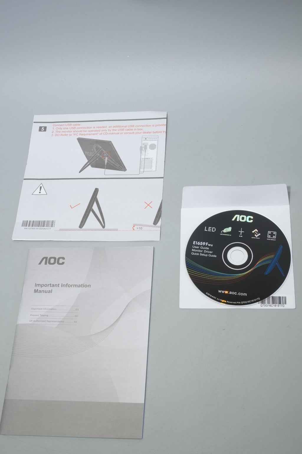 AOC Portable Monitor E1659FWU 15.6” USB 3.0 LED (156LM00005) USED w Carry Case