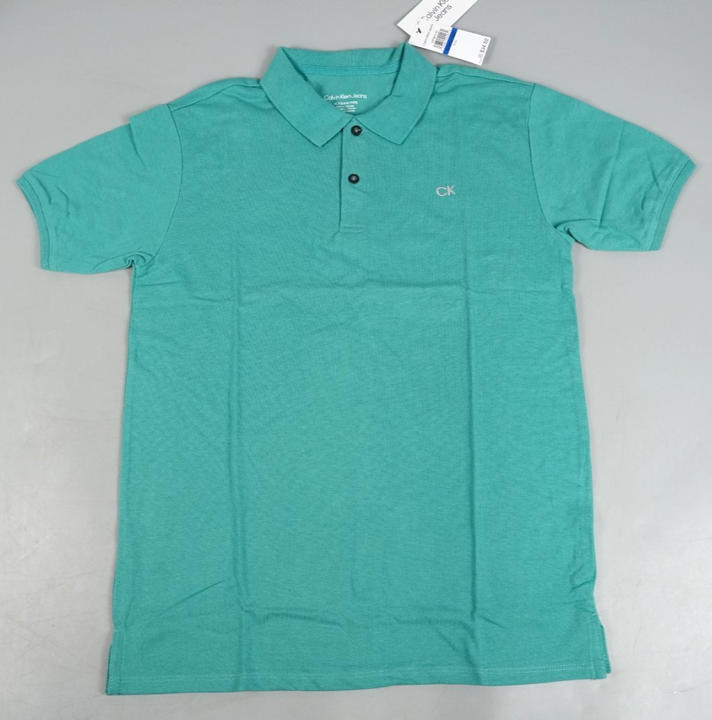 Calvin Klein Kids Polo T-Shirt Turquoise Size: Kids XL (18-20yo) Short Sleeve