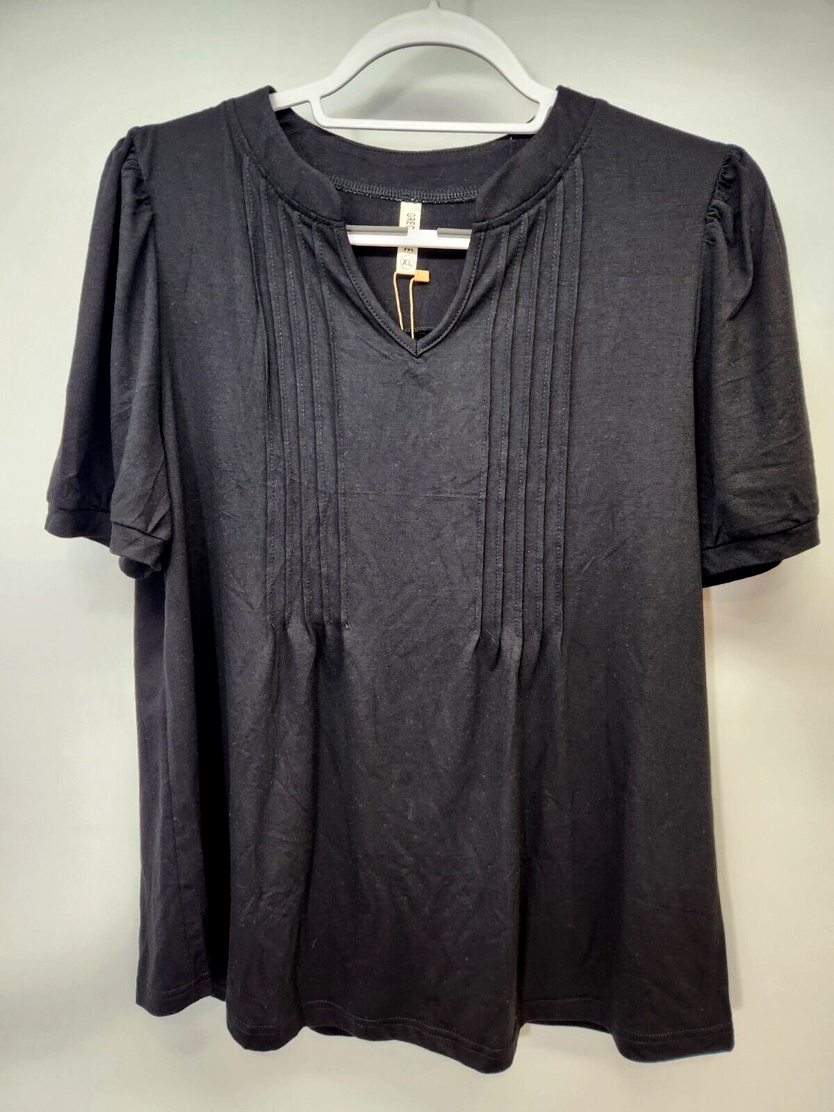 Womens V Neck Tops Puff Short Sleeve T-Shirt Pleated Floral Printed Tunic Blouse