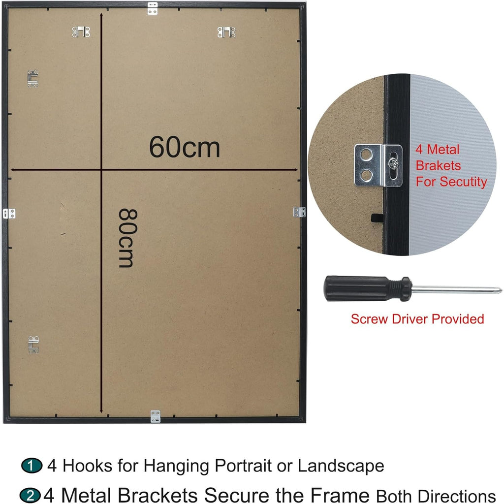60x80cm Black Picture Frames Set of 3 with Mounts for 50x70cm, 80x60cm Poster