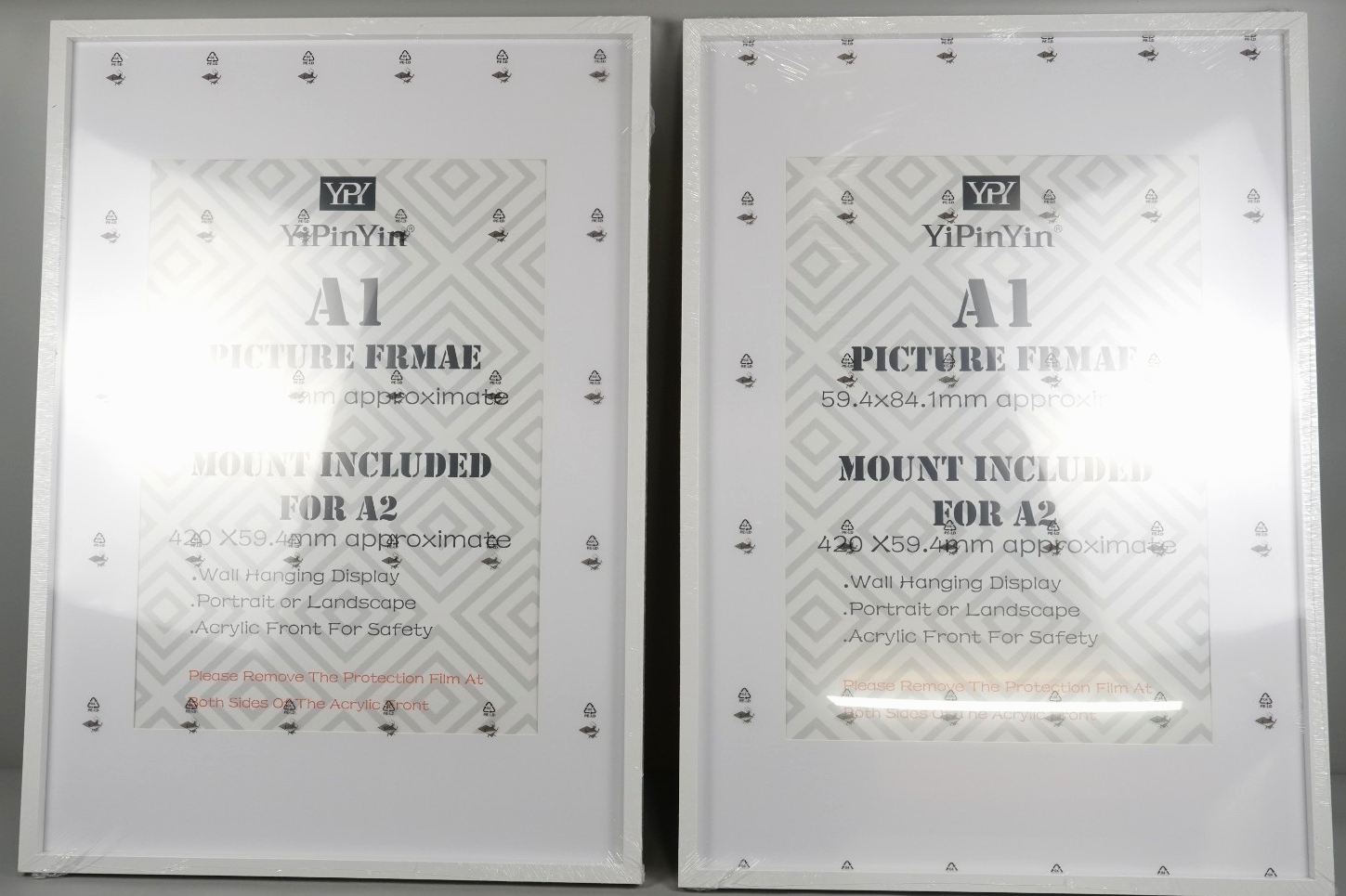 A1 Picture Frames 2 pack White Frames with A2 Photo Acid Free Mounts