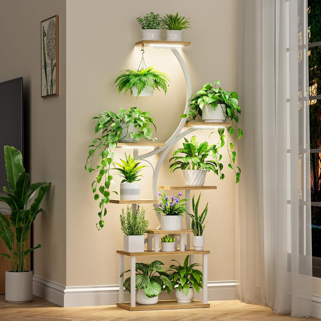 Plant Stand 8-Tier With LED Lights 62-Inch Indoor Shelf for Multiple Plants