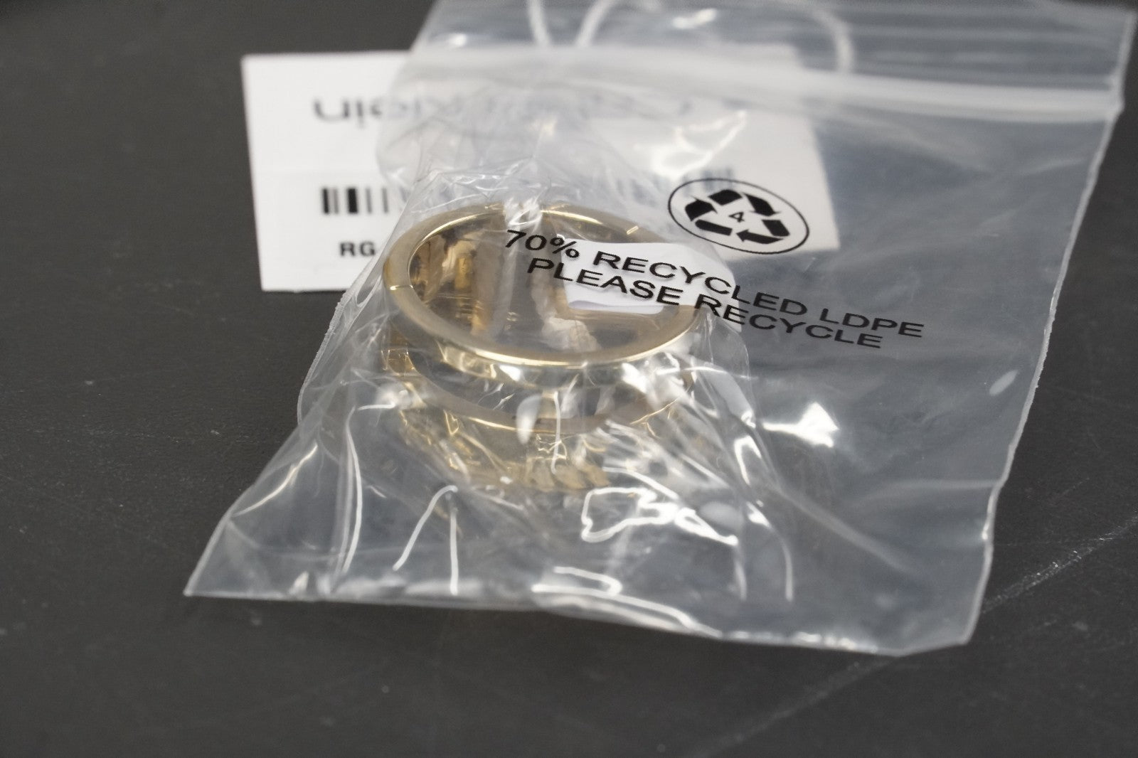Calvin Klein Geometric Essentials Womens Ring Gold Tone Size 56 Stainless