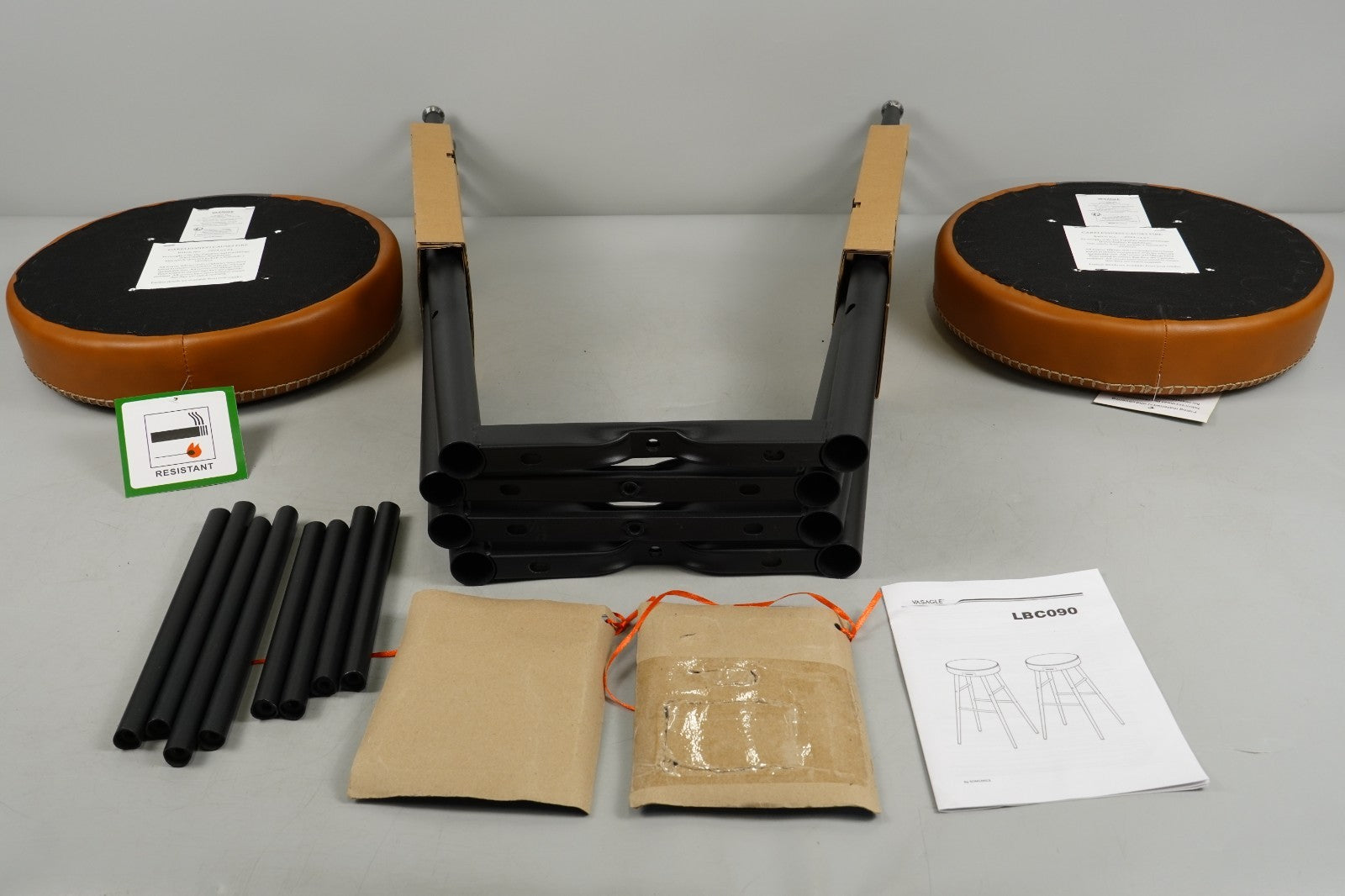 Breakfast Kitchen Bar Stools Counter 76.2cm Stitched Synthetic Leather Brown