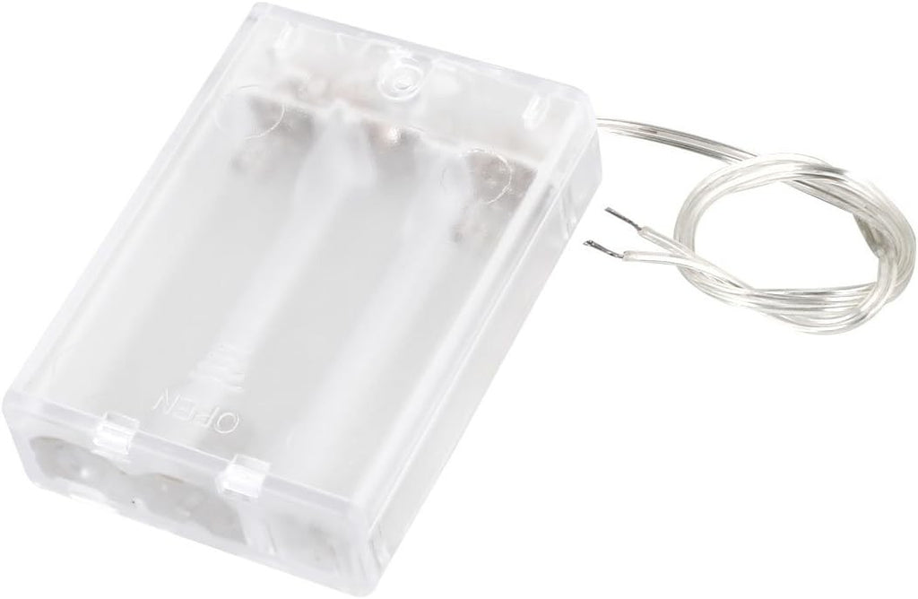 4pcs Battery Holder Box Wired ON/OFF Switch for 3x AA 1.5V Batteries Clear