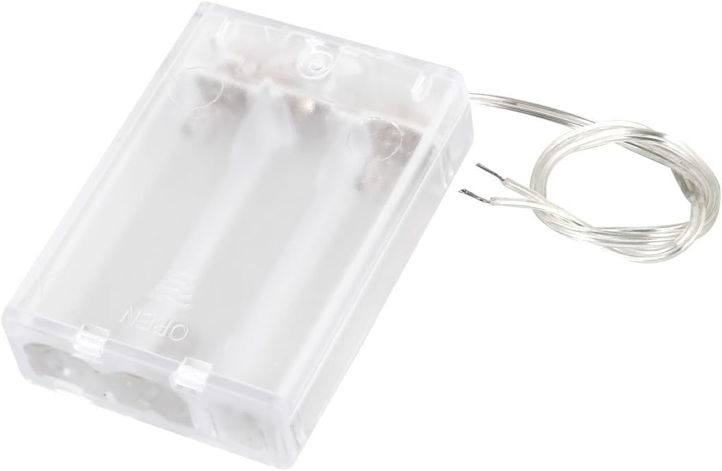 4pcs Battery Holder Box Wired ON/OFF Switch for 3x AA 1.5V Batteries Clear