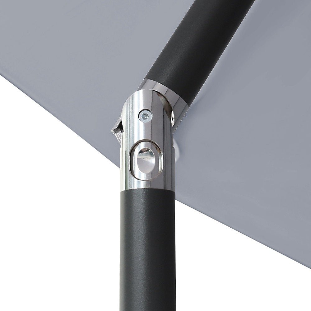 2.5M Grey Garden Parasol Sun Shade Umbrella SunDazeCrank Handle Tilt Mechanism